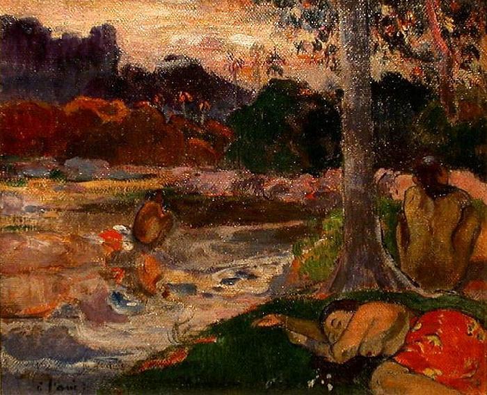 Paul Gauguin Tahitians on the Riverbank China oil painting art